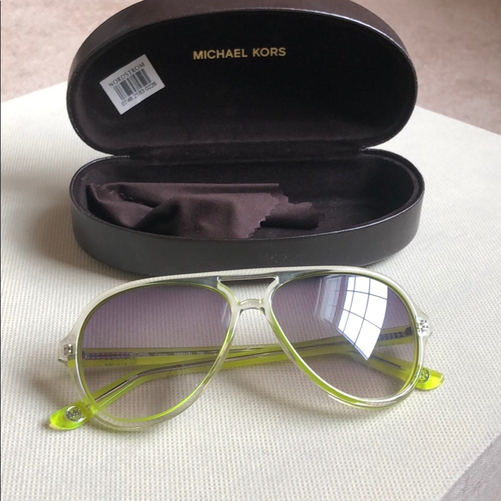 Michael Kors Lime Green Aviator Sunglasses